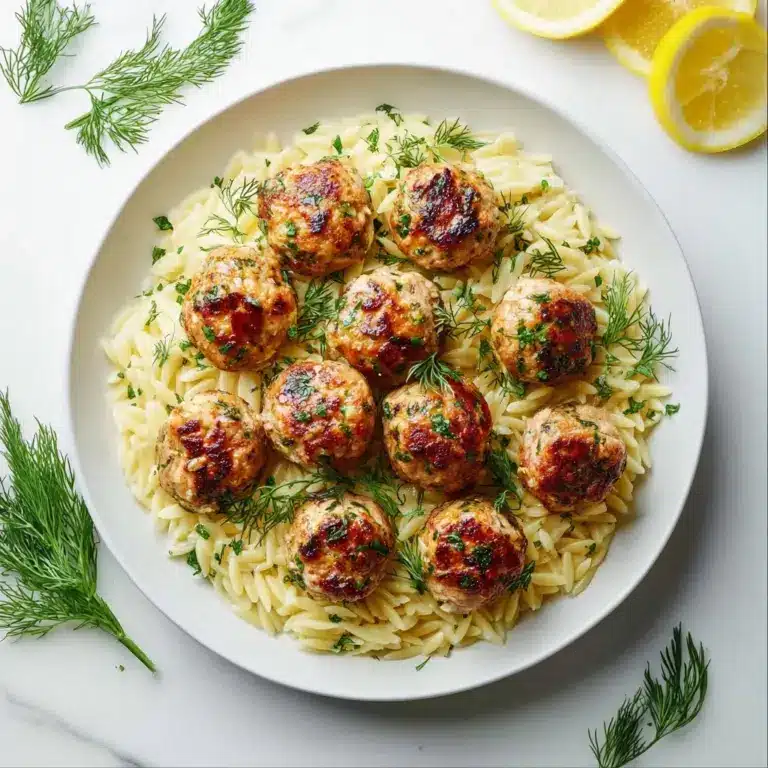 Greek Chicken Meatballs with Lemon Orzo Recipe