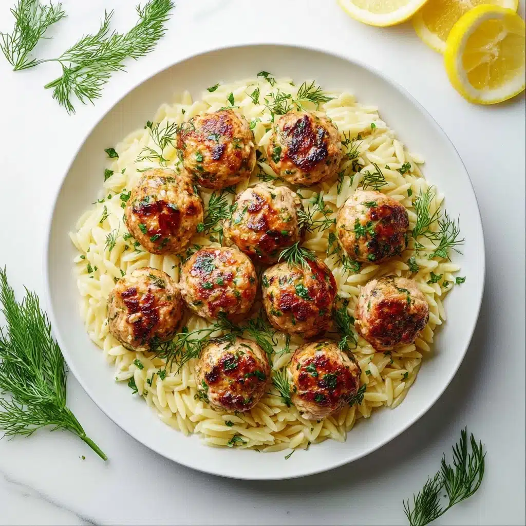 Greek Chicken Meatballs with Lemon Orzo Recipe