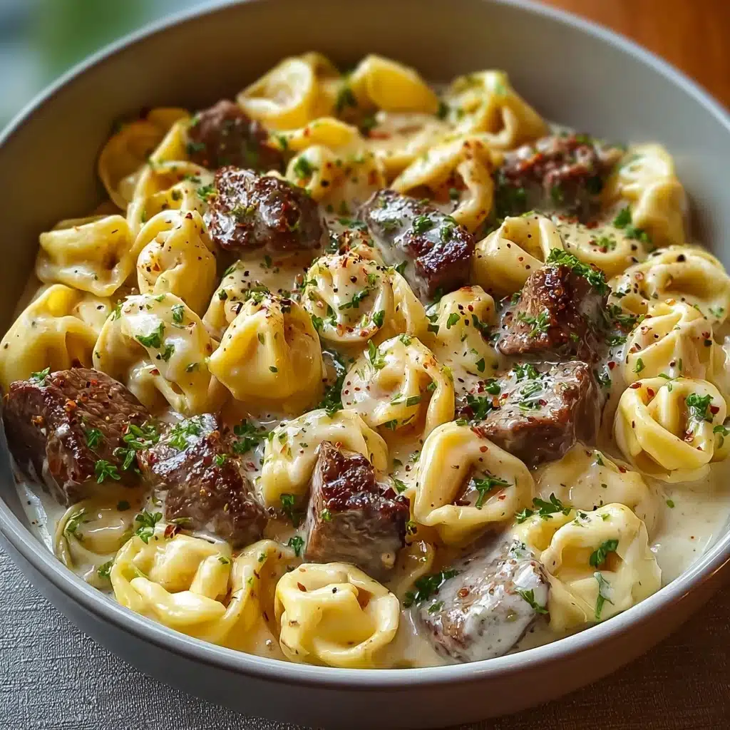 Cheesesteak Tortellini in Rich Provolone Sauce Recipe - Recipe Image