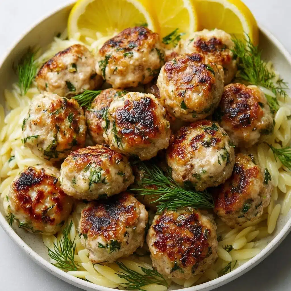 Greek Chicken Meatballs with Lemon Orzo Recipe - Recipe Image