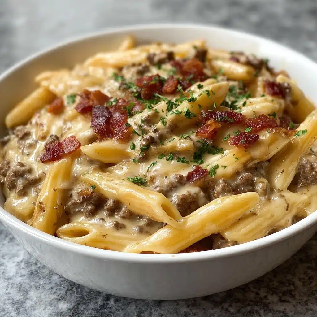 Loaded turkey Bacon Cheeseburger Alfredo Pasta Recipe