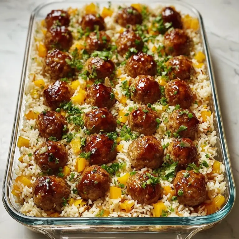 Honey Garlic Meatball Rice Bake Recipe