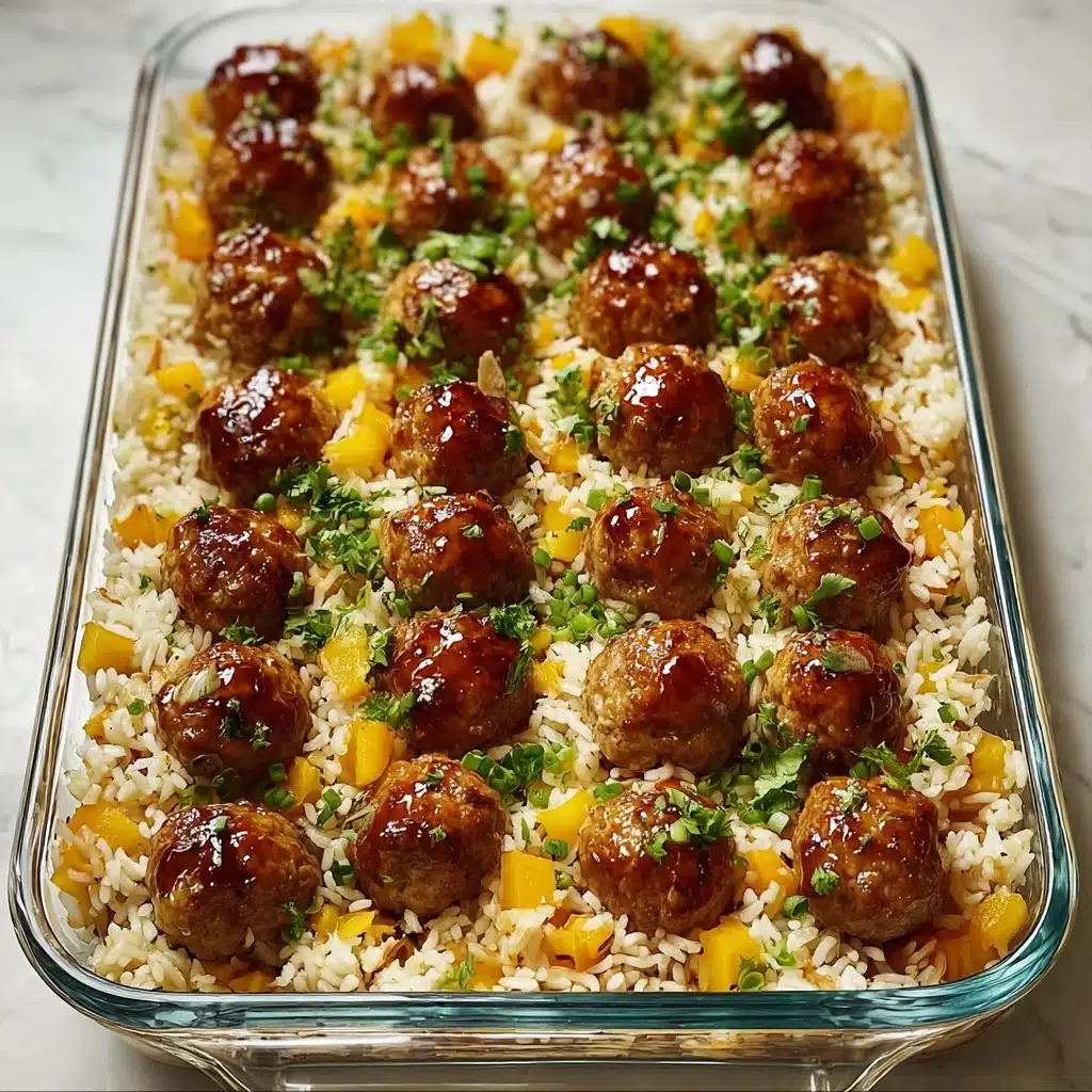 Honey Garlic Meatball Rice Bake Recipe