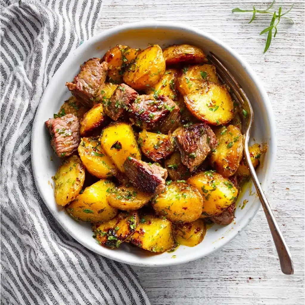 Garlic Butter Beef Bites & Potatoes make a perfect dinner Recipe - Recipe Image