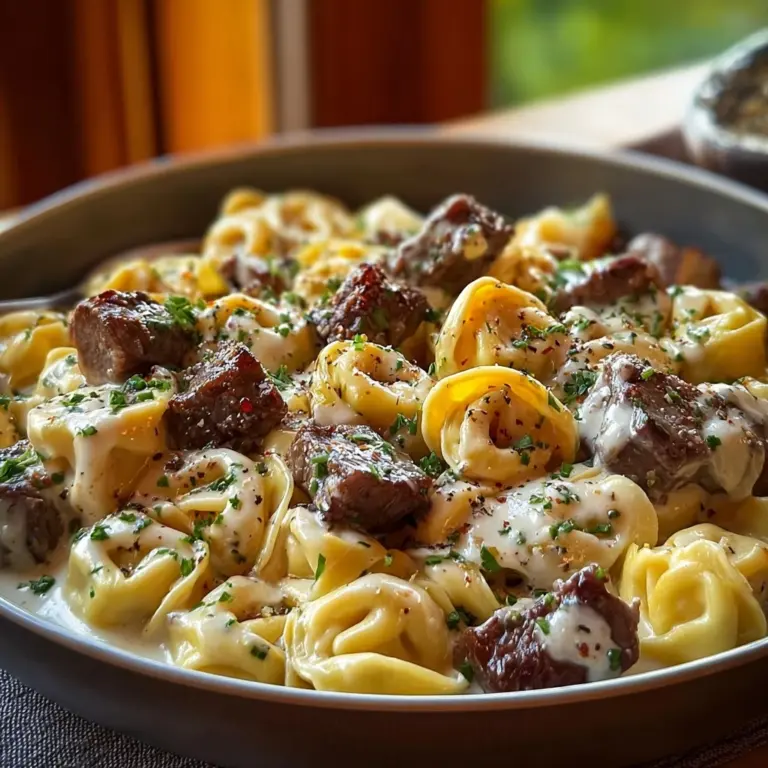 Cheesesteak Tortellini in Rich Provolone Sauce Recipe