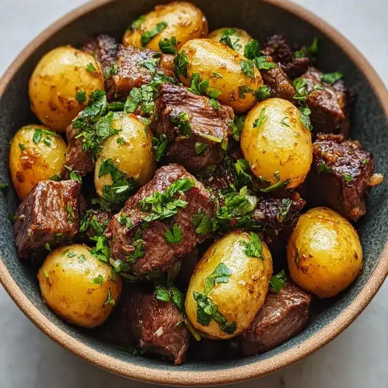 Garlic Butter Beef Bites & Potatoes Recipe