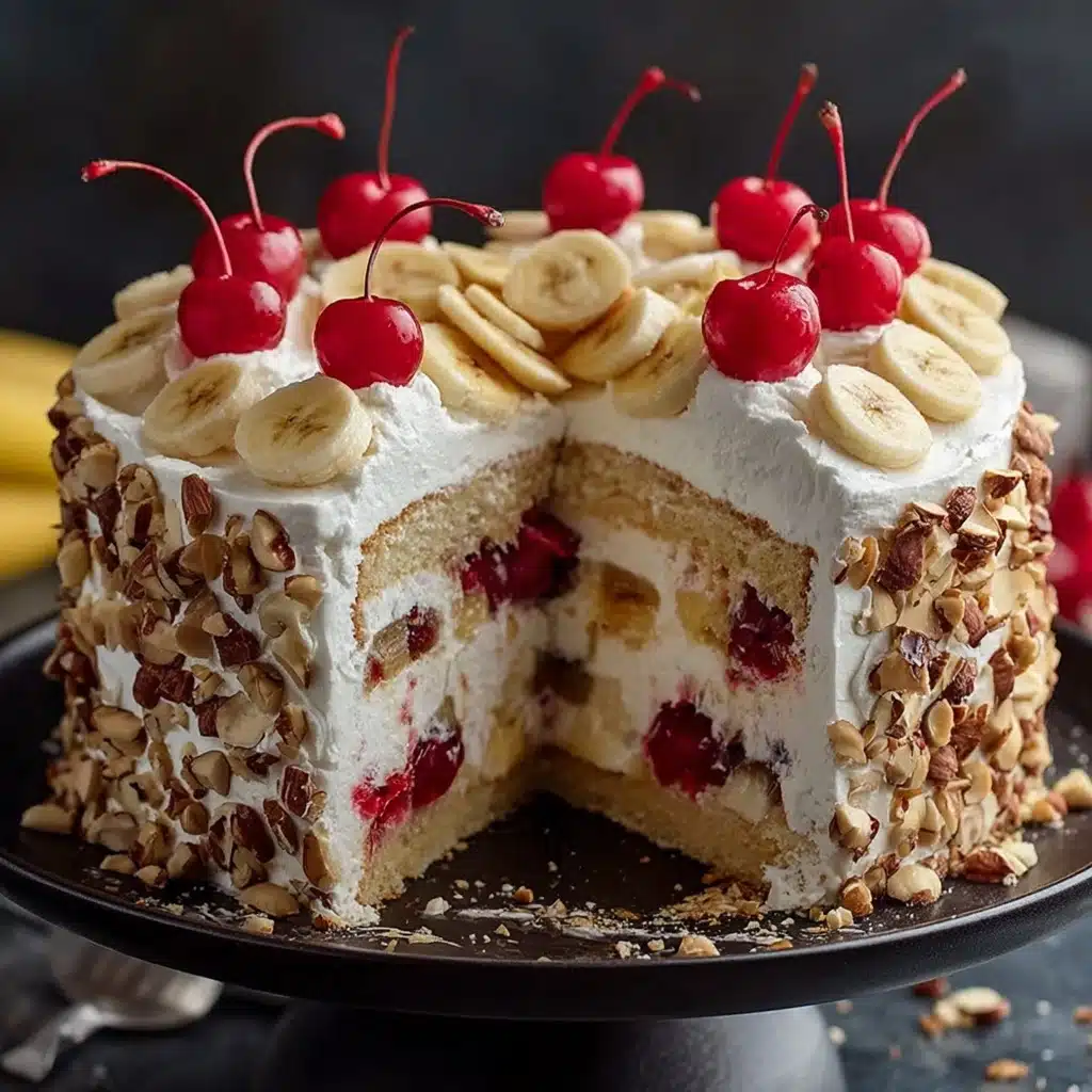 Easy Layered No-Bake Banana Split Cake with Graham Crust Recipe - Recipe Image