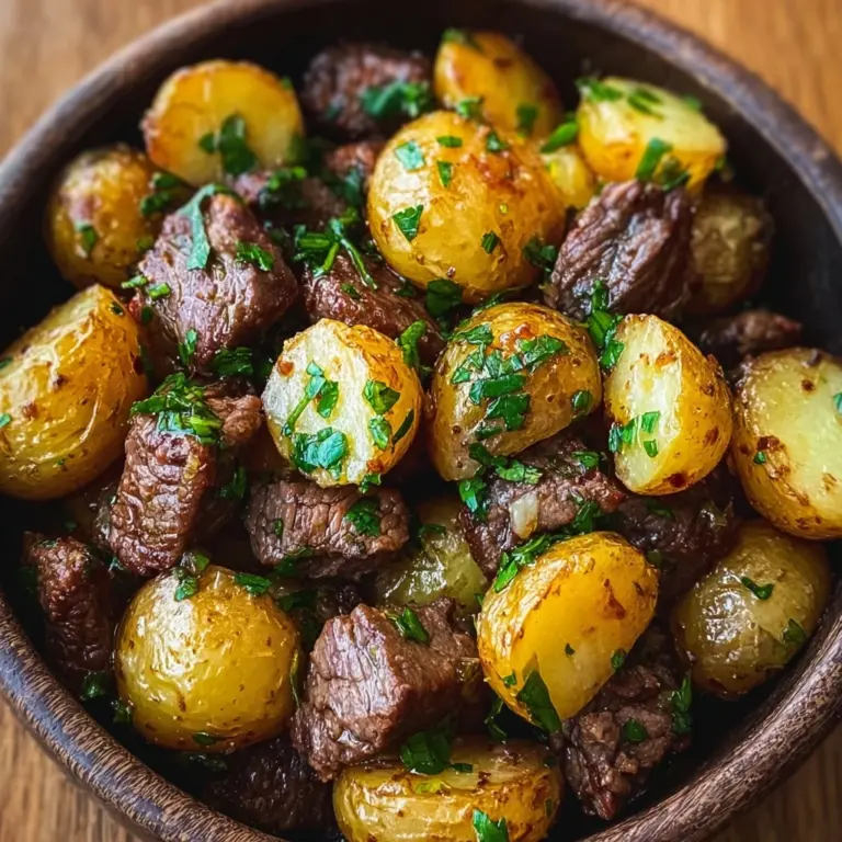 Garlic Butter Beef Bites & Potatoes make a perfect dinner Recipe