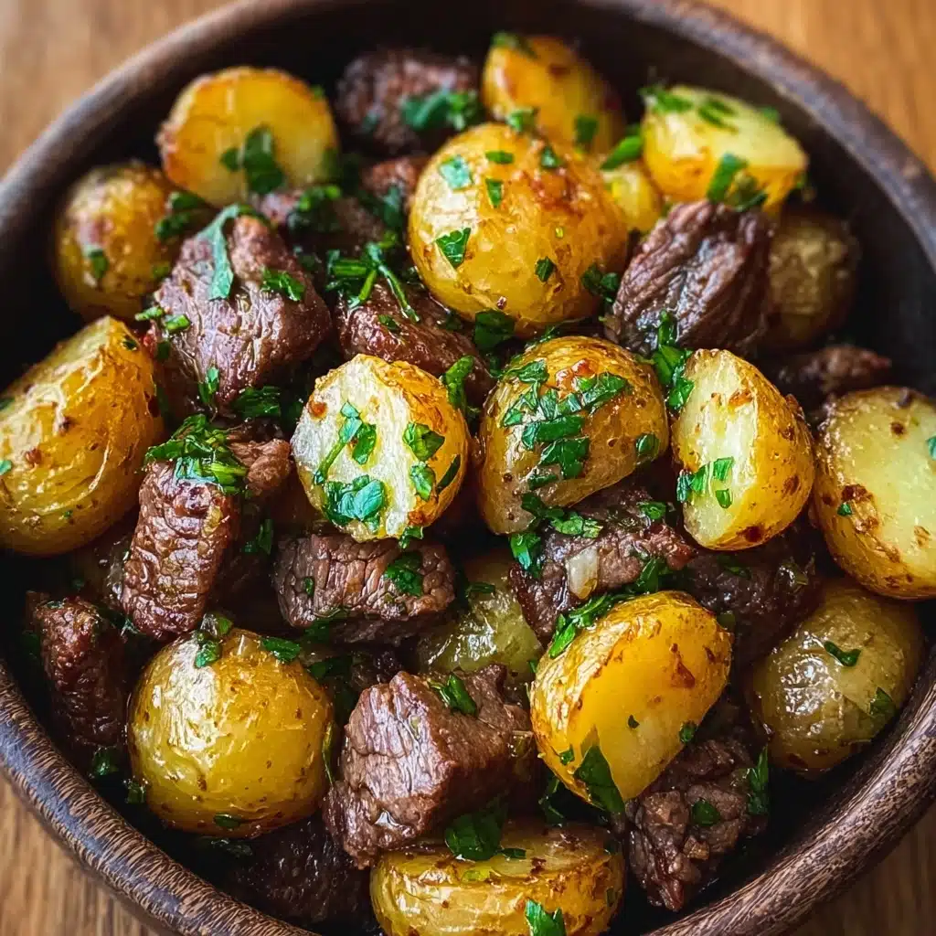 Garlic Butter Beef Bites & Potatoes make a perfect dinner Recipe