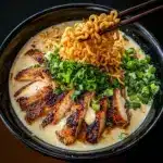 Fiery Chicken Ramen with Creamy Garlic Sauce Recipe