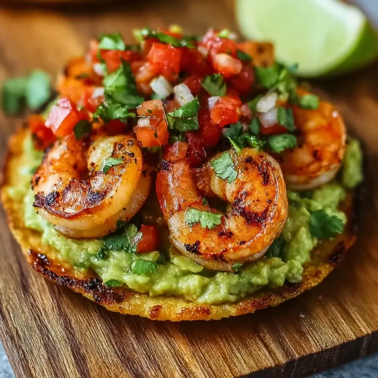 Grilled Shrimp Tostadas with Guacamole & Pico de Gallo Recipe