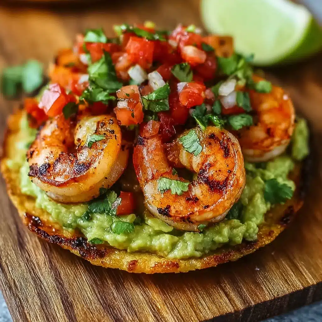 Grilled Shrimp Tostadas with Guacamole & Pico de Gallo Recipe