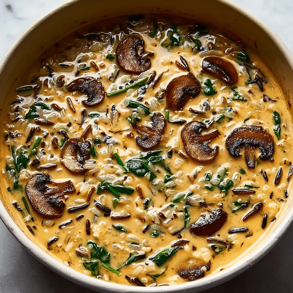 Indulge in Creamy Wild Rice and Mushroom Soup Delight Recipe - Recipe Image