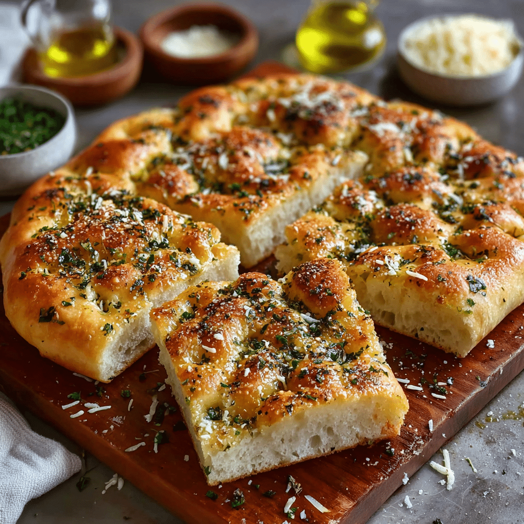 Garlic Parmesan Focaccia Bread Recipe - Recipe Image