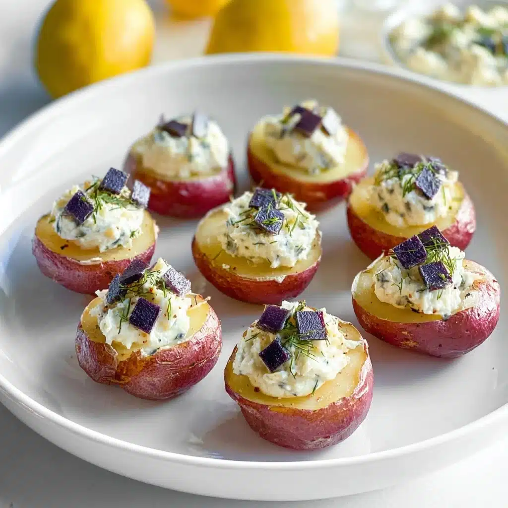 Patriotic Red White and Blue Deviled Potatoes Recipe - Recipe Image