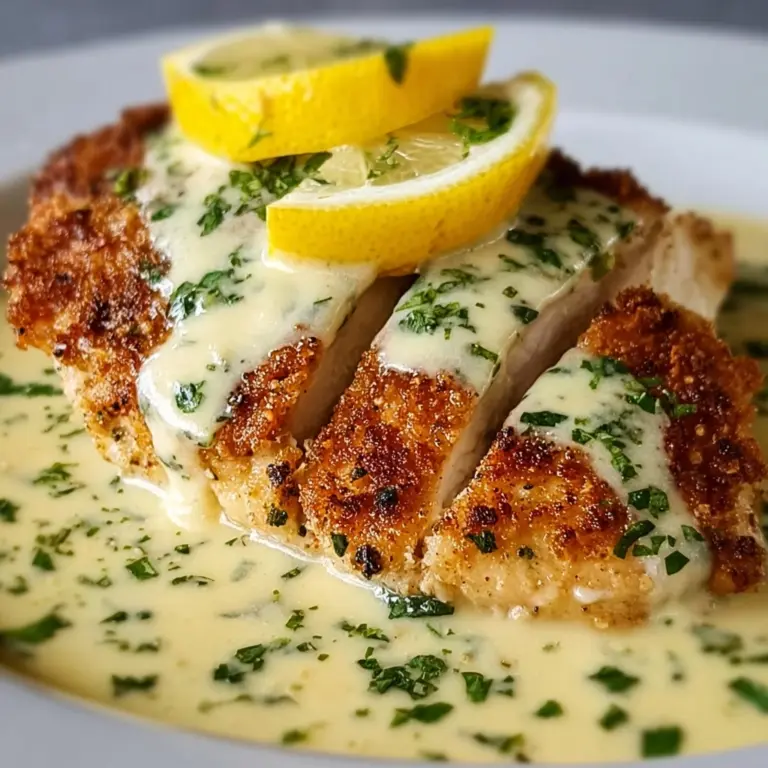 Lemon Pecorino Crusted Chicken with Creamy Lemon Sauce Recipe