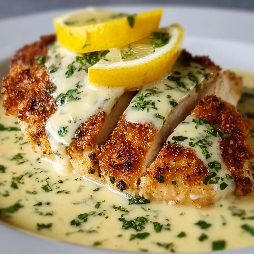 Lemon Pecorino Crusted Chicken with Creamy Lemon Sauce Recipe