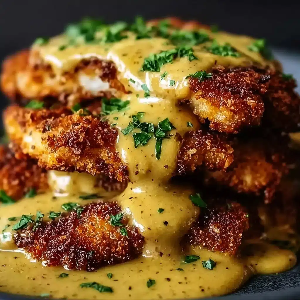Pretzel Chicken with Mustard-Cheddar Sauce Recipe