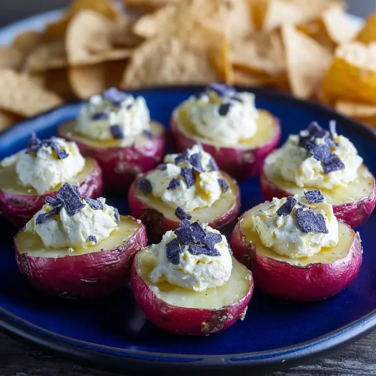 Patriotic Red White and Blue Deviled Potatoes Recipe