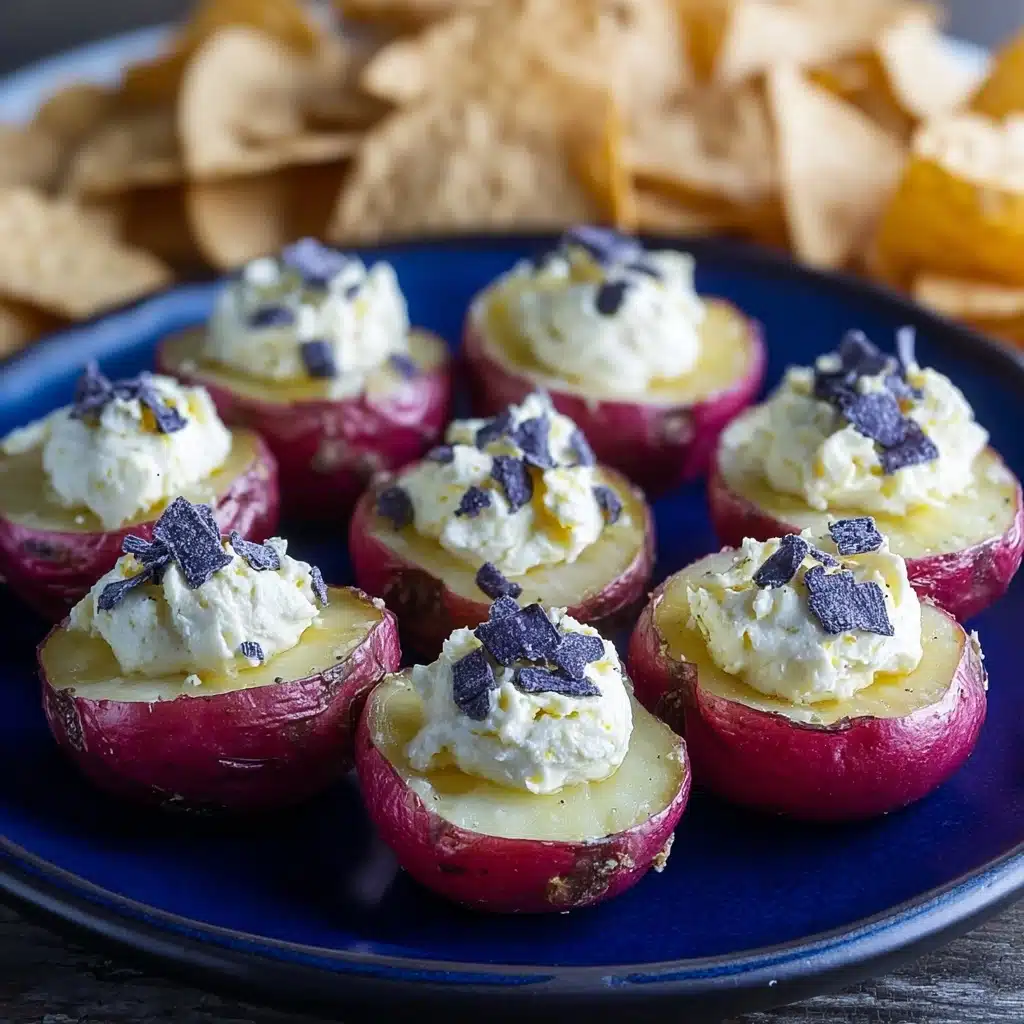 Patriotic Red White and Blue Deviled Potatoes Recipe - Recipe Image