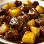 Slow Cooker Garlic Butter Beef Bites & Potatoes Recipe