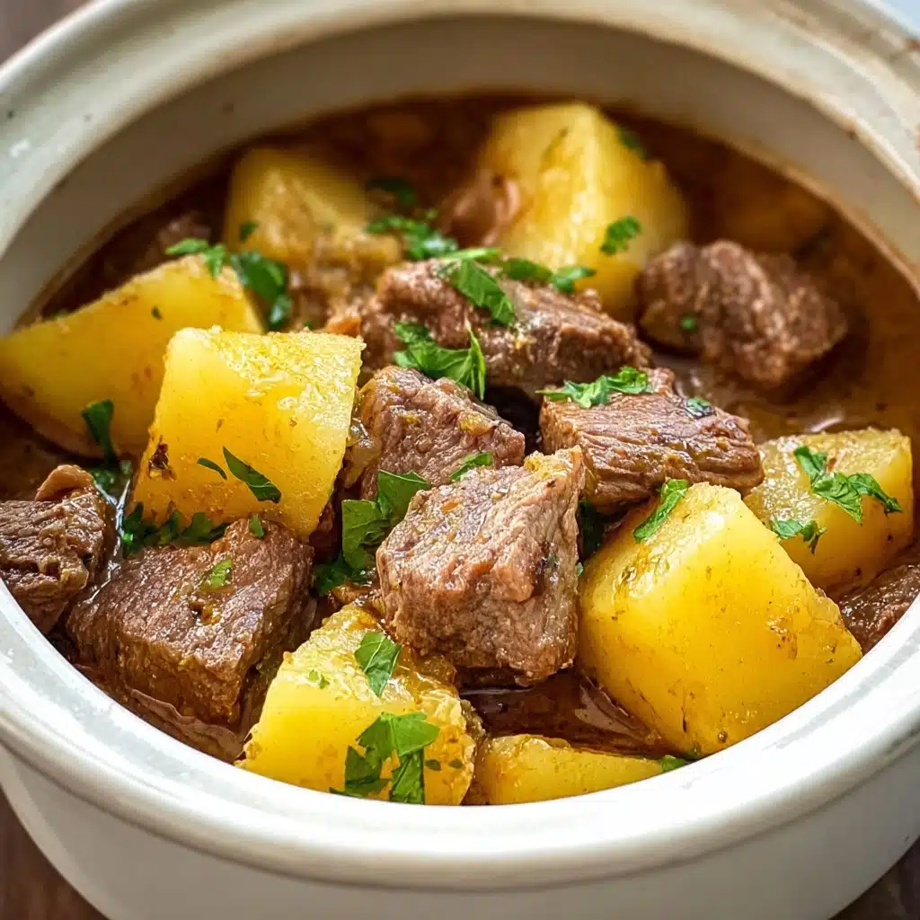 Slow Cooker Steak and Cheddar Potato Casserole Recipe - Recipe Image