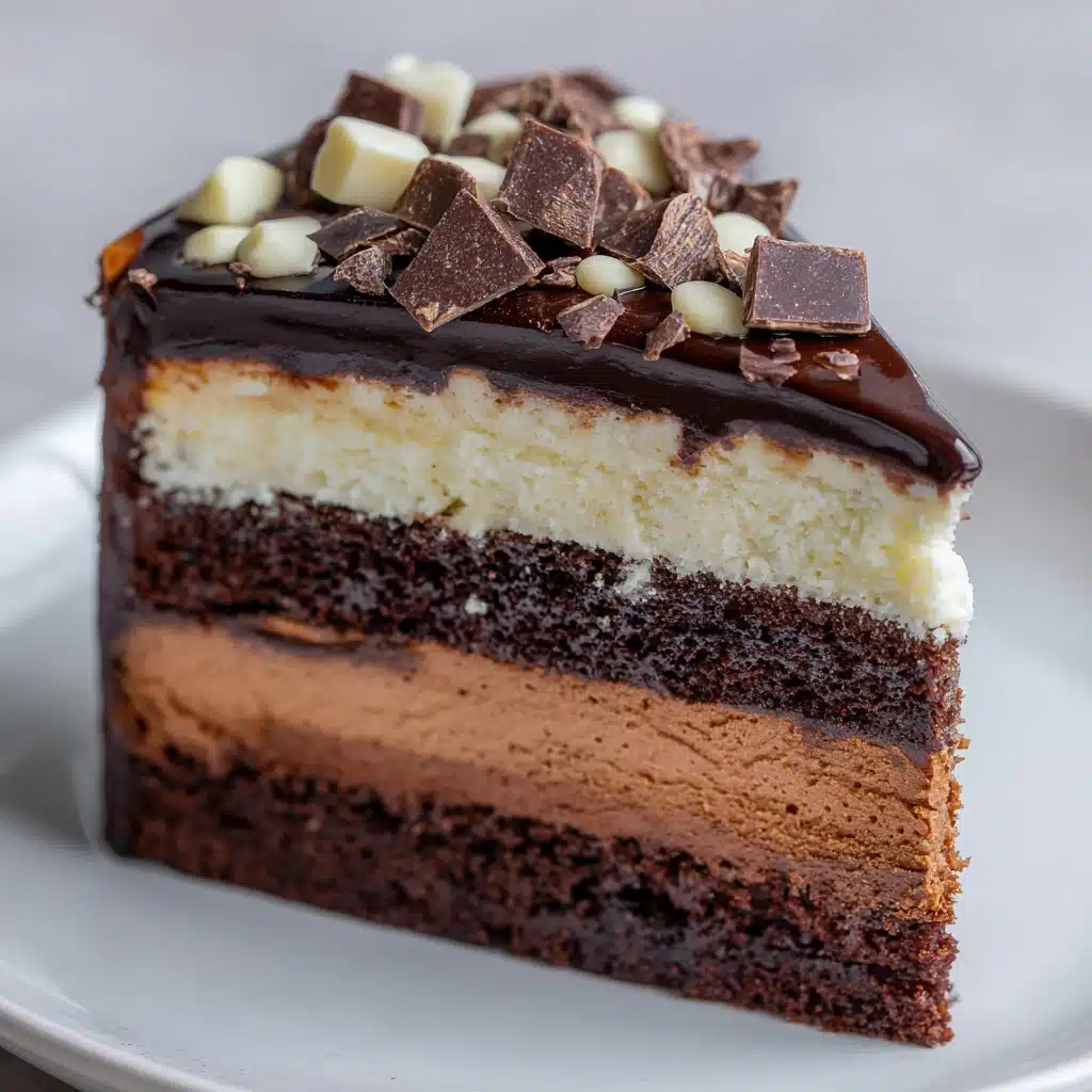 Tuxedo Cake – Triple Chocolate Mousse Cake Recipe - Recipe Image