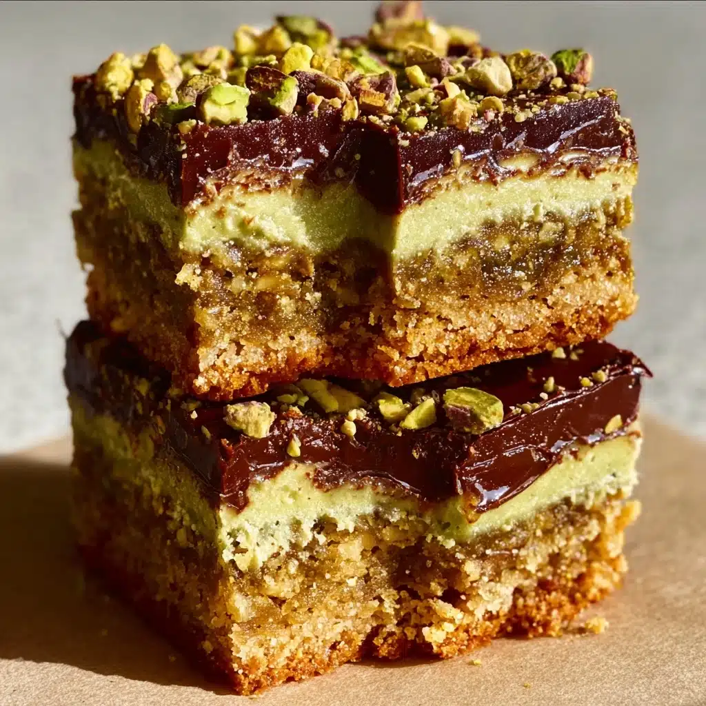 Brown Butter Dubai Pistachio Chocolate Chip Cookie Bars Recipe - Recipe Image