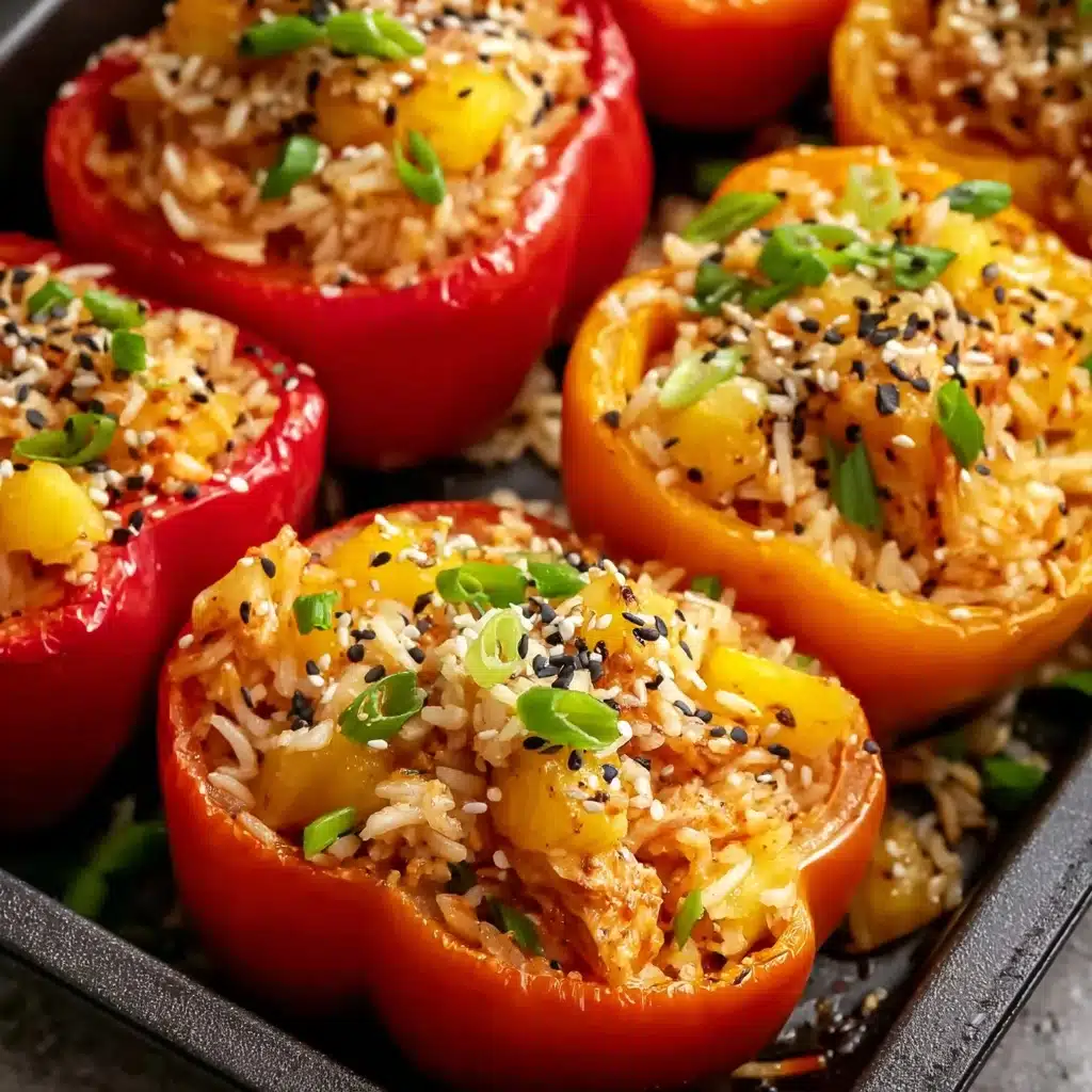 Teriyaki Pineapple Chicken Rice Stuffed Peppers Recipe