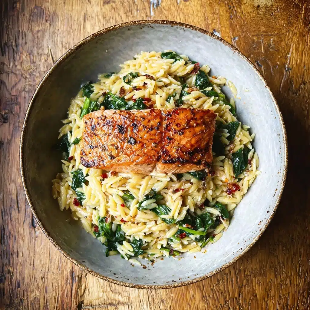 One Skillet Salmon with Lemon Orzo Recipe