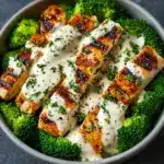Grilled Chicken & Broccoli Bowls with Creamy Garlic Sauce Recipe