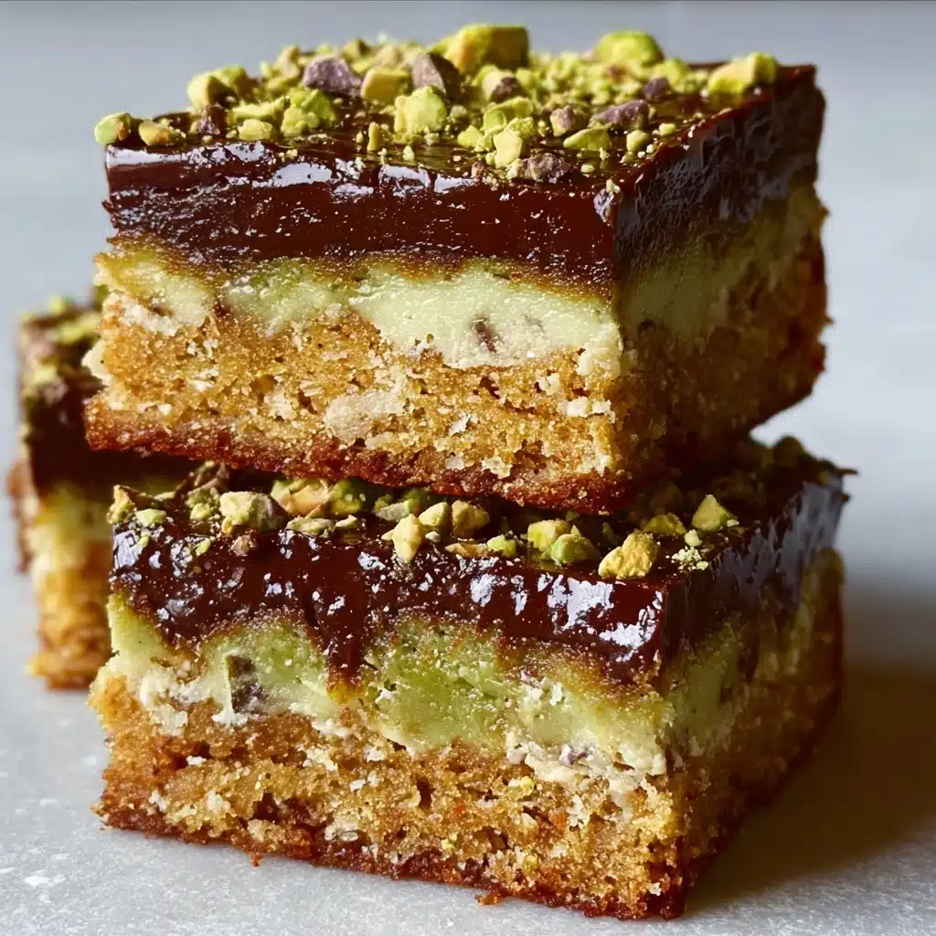 Brown Butter Dubai Pistachio Chocolate Chip Cookie Bars Recipe - Recipe Image
