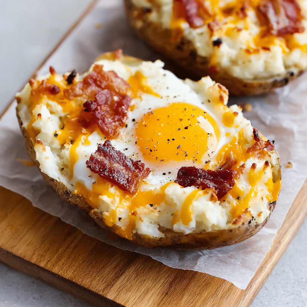 Twice Baked Loaded Breakfast Potatoes Recipe - Recipe Image