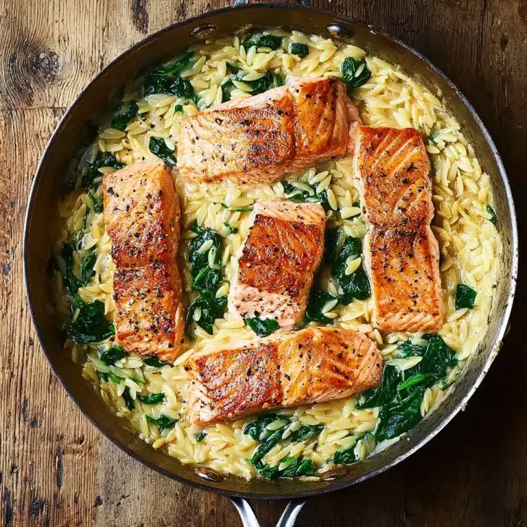 One Skillet Salmon with Lemon Orzo Recipe