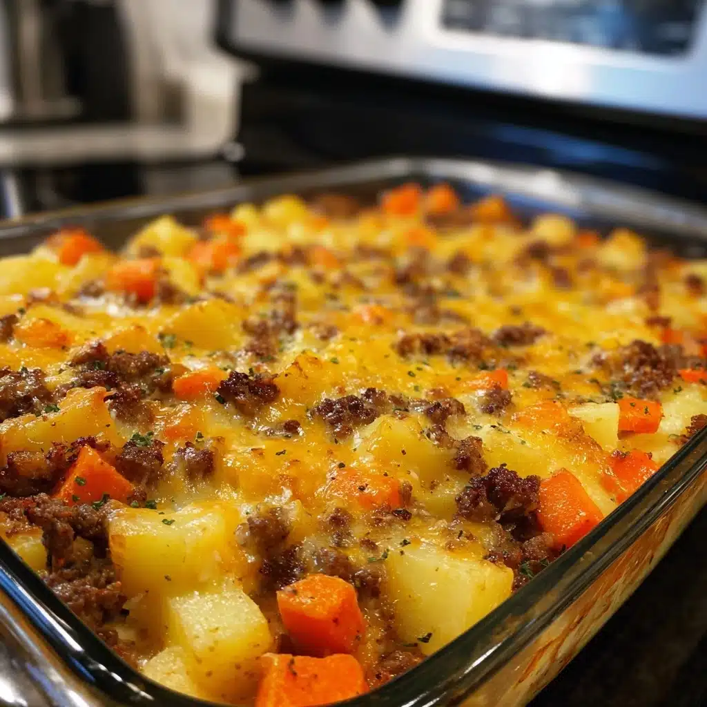Amish Hamburger with Fall Veggies Bake Recipe - Recipe Image