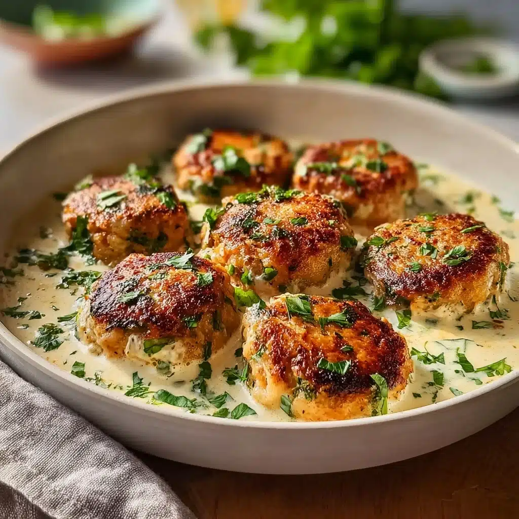 Salmon Patties with Creamy Lemon-Garlic Sauce Recipe - Recipe Image