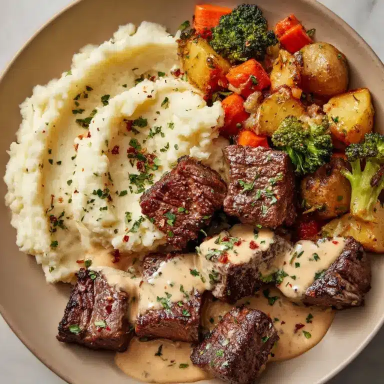 Garlic Butter Steak Bites with a Rich Parmesan Cream Sauce Recipe