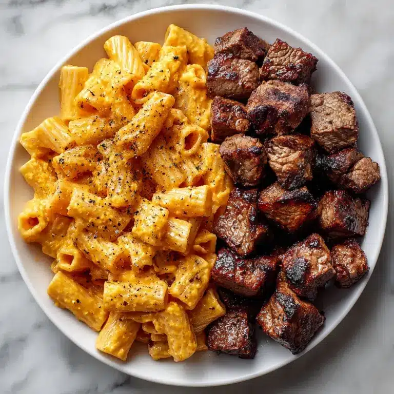 Cajun Steak Tips in Cheesy Rigatoni Parmesan Sauce Recipe