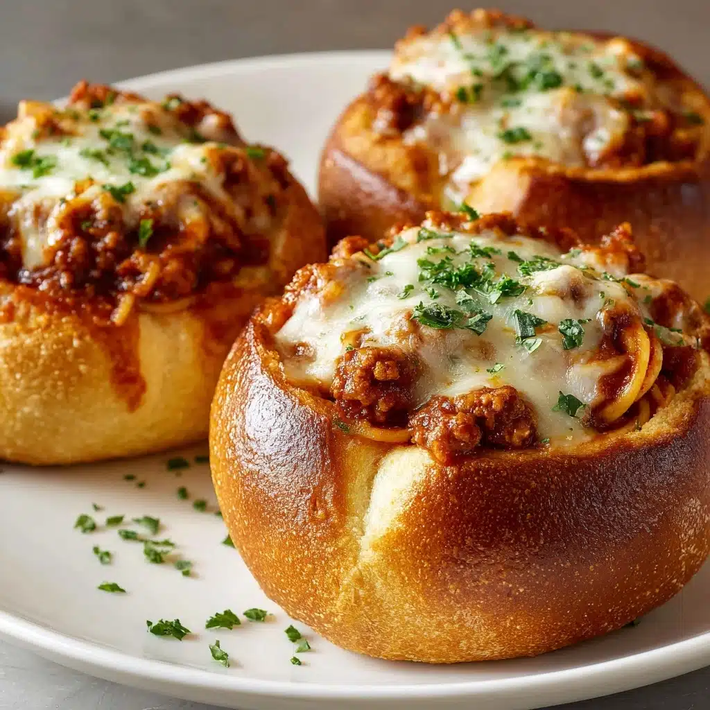 Spaghetti Garlic Bread Bowls Recipe - Recipe Image