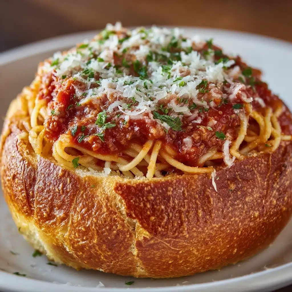 Spaghetti Garlic Bread Bowls Recipe - Recipe Image