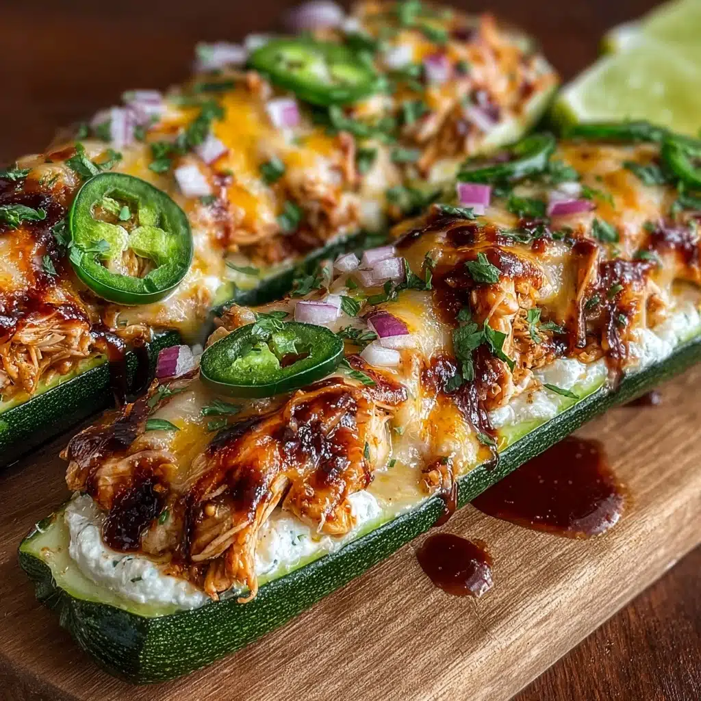 Sticky BBQ Chicken Zucchini Boats Recipe - Recipe Image