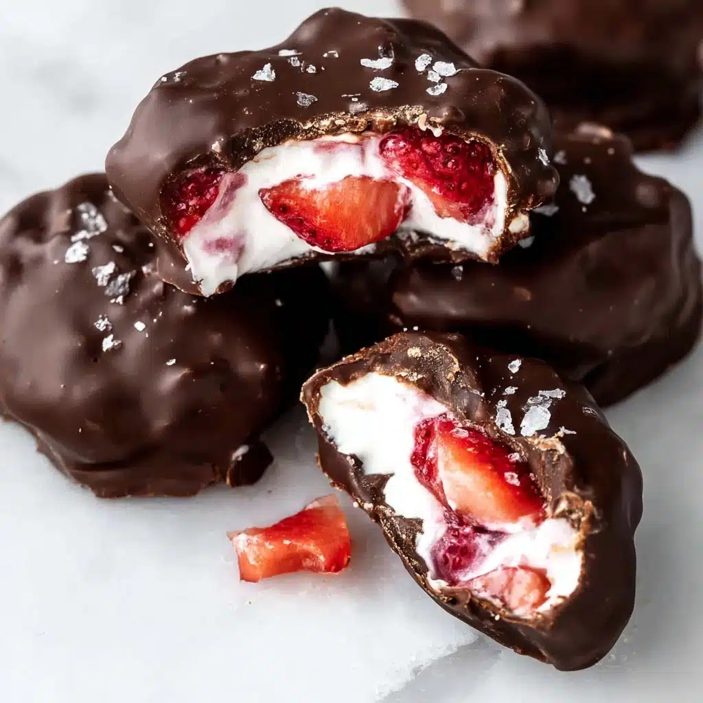 Chocolate Strawberry Frozen Yogurt Bites – Easy Recipe - Recipe Image