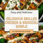 Grilled Chicken & Broccoli Bowls with Creamy Garlic Sauce Recipe