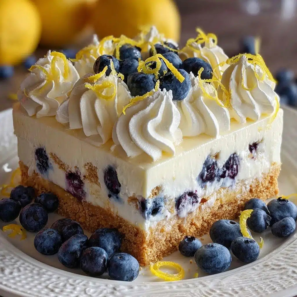 No-Bake Lemon dazzling Blueberry cream Cake Recipe - Recipe Image