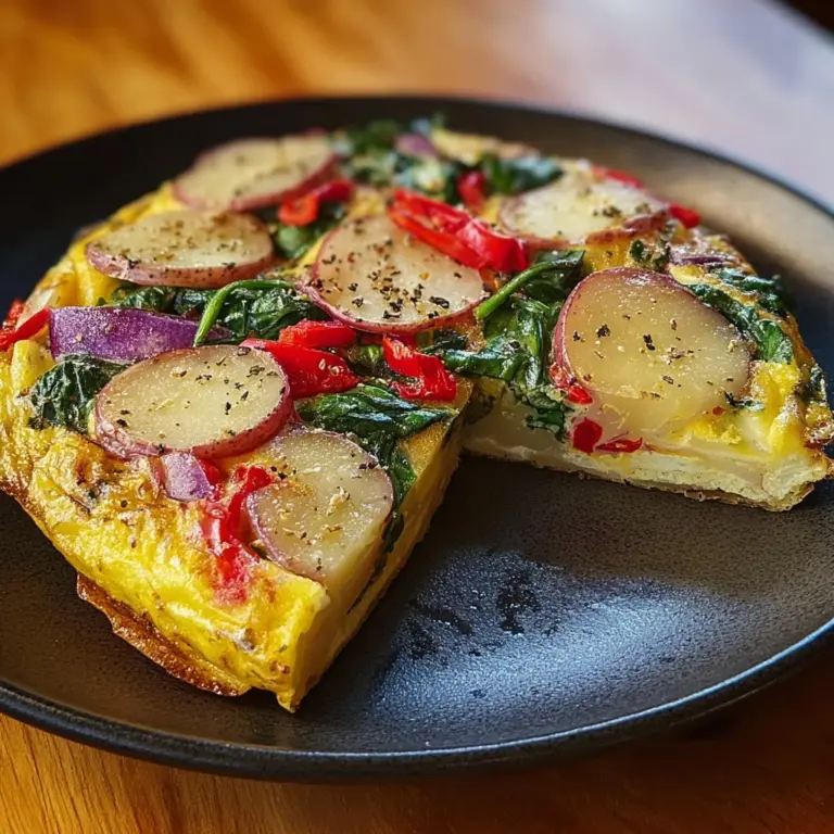 Frittata with Potatoes, Red Peppers, and Spinach Recipe