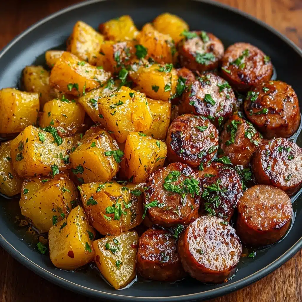 Sausage and Sweet Potatoes with Honey Garlic Sauce Recipe - Recipe Image