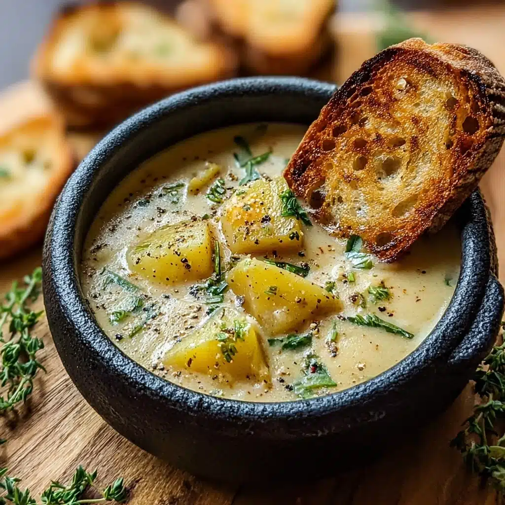 Hearty Cheddar Garlic Herb Potato Soup Recipe - Recipe Image