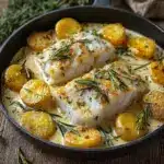 the best Cod & Potatoes in Rosemary Cream Sauce