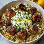 Boulettes Grecques & Orzo Citronné avec Crème de Feta Recipe