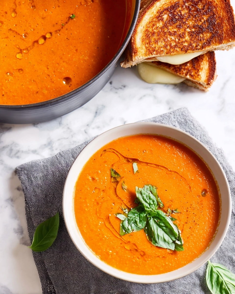 A white bowl filled with smooth orange soup sits on a white marbled surface. The soup has a creamy swirl on top and is garnished with fresh green herbs. A spoon rests on the edge of the bowl, and loose herbs are scattered nearby. In the background, a dark gray cloth adds contrast to the light setting. photo taken with an iphone --ar 4:5 --v 7